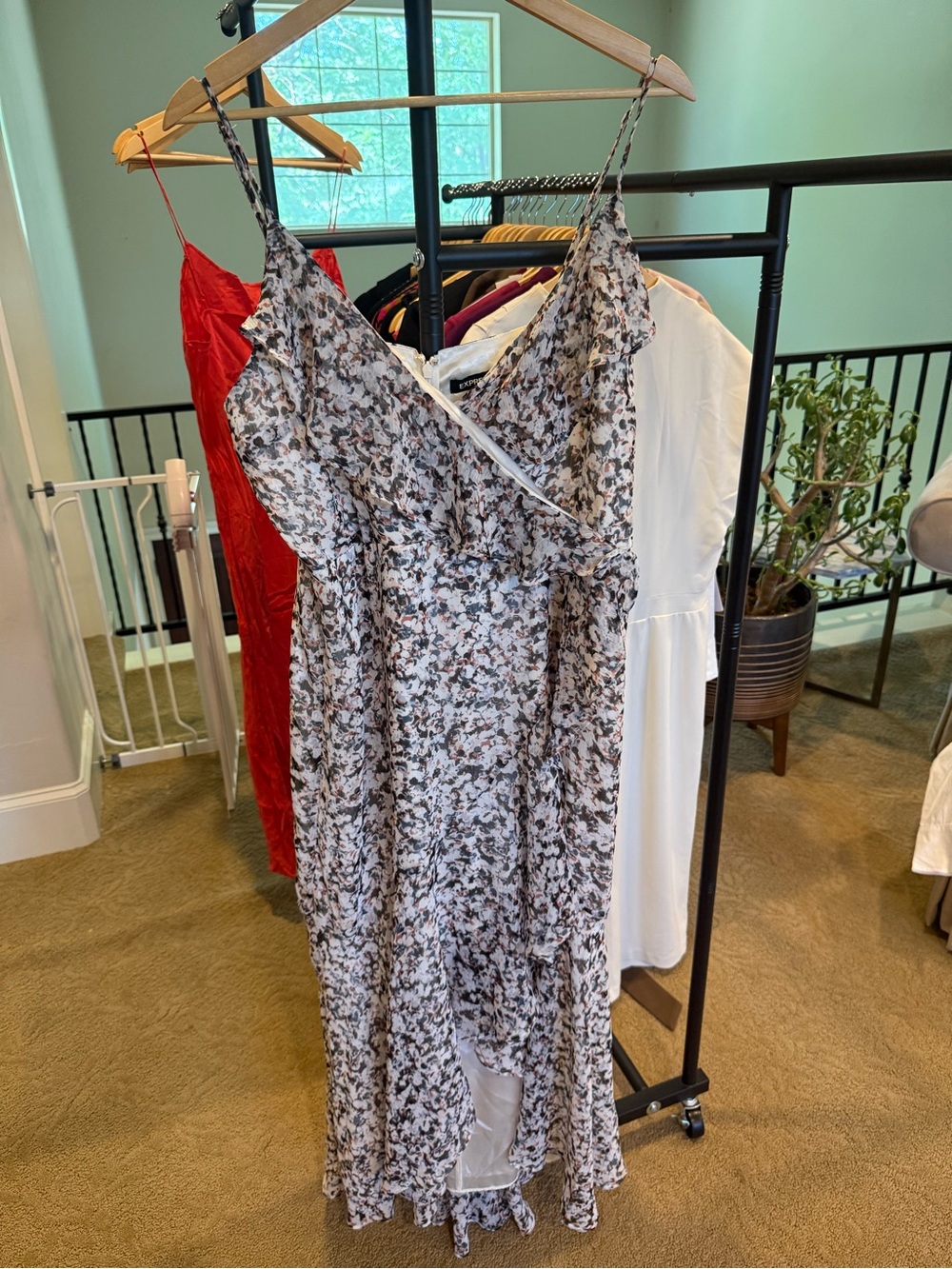 Express Floral Ruffle High-Low Maxi Dress
